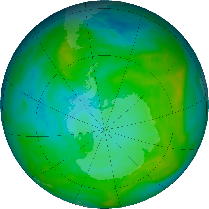 Antarctic ozone map for 25 January 1983